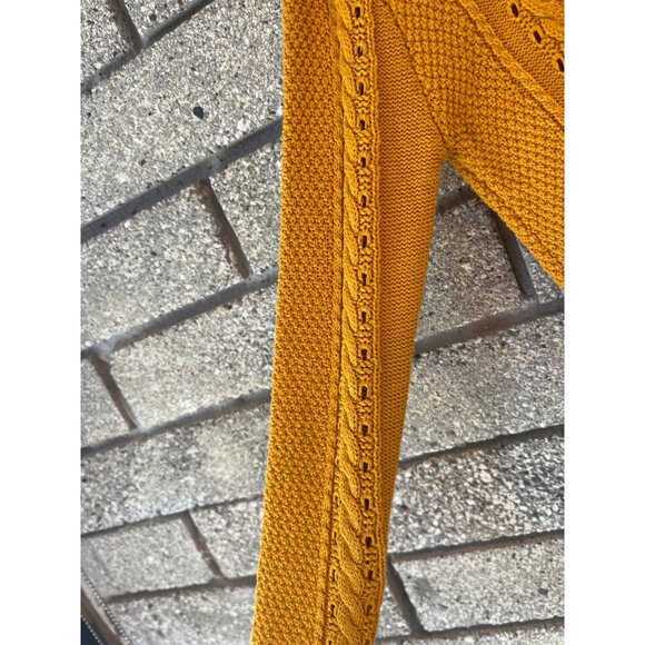 Volcom Womens Mustard Yellow Cable Knit Sweater XS - Picture 3 of 8